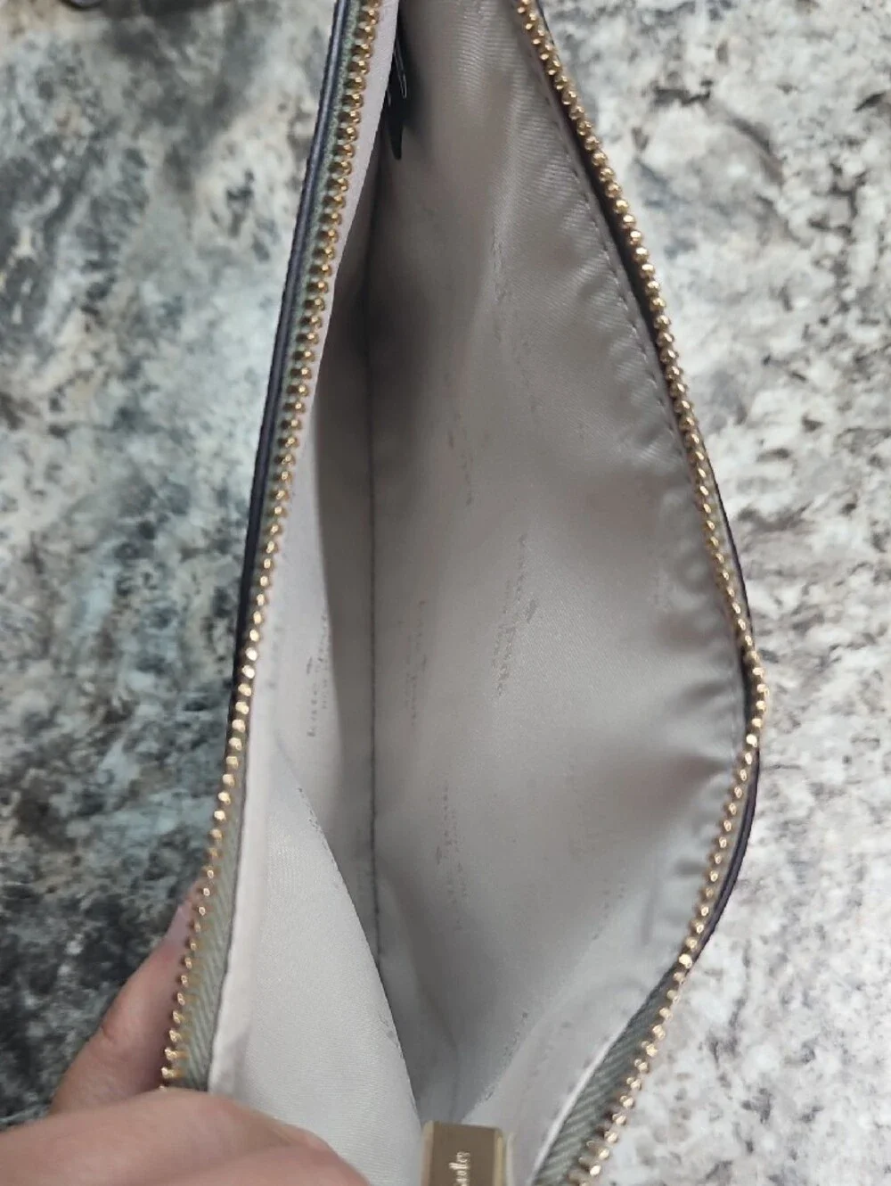 kate spade sage green leather tote with coordinating pouches